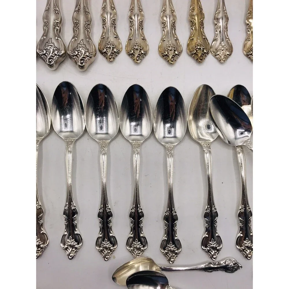 International Deep Silver Inlaid ORLEANS Flatware Set 53pc Vintage Silverplate